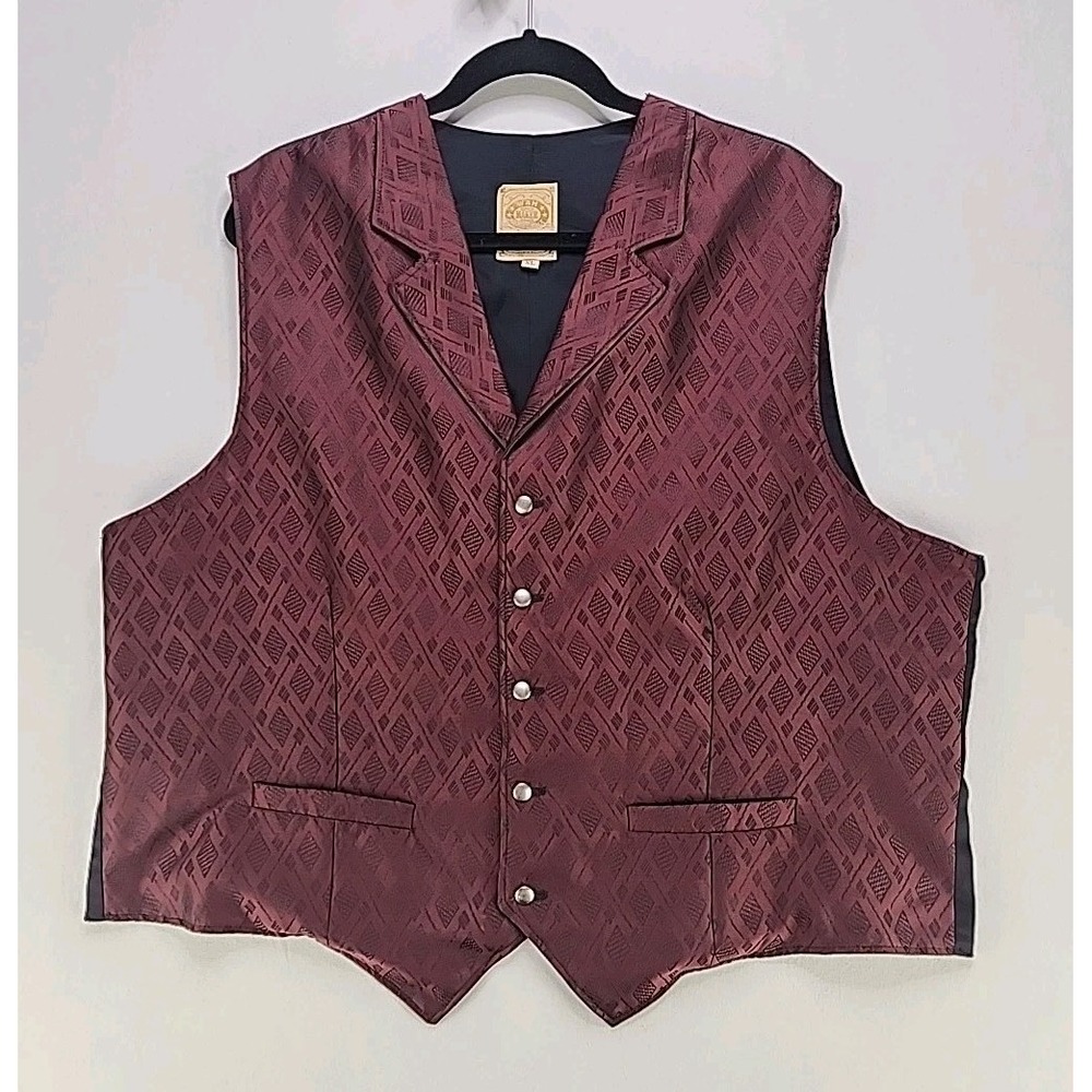 Vintage Wah Maker Frontier Vest Men's Size XL Western Cowboy Diamond Print‎ USA